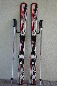 KOMPLET SET : lyže 110cm s lyžiarkami veľ. 34 a palicami - 4