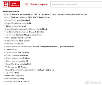 PROFESIONÁLNA HLINÍKOVÁ KOSAČKA S B&S Briggs & Stratton - 4