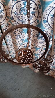 Starožitný liatinový závesný luster - 4