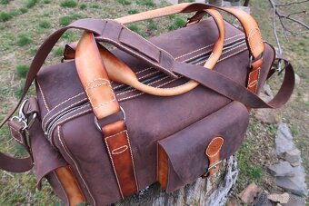 Ručne šitá pánska kožená cestovná taška - Duffle bag - 4