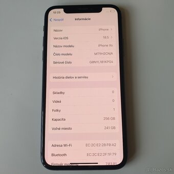 iPhone XS 256GB čierny 100% tná baterka TOP STAV - 4