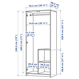Ikea - BRIMNES Dvojdverová skriňa, biela, 78x190cm Nová - 4