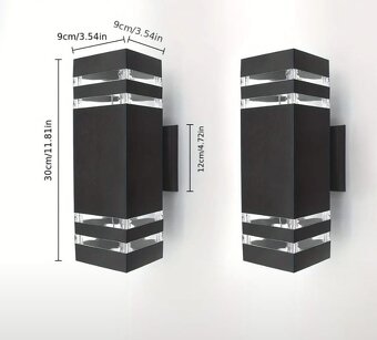 2ks Nástenná lampa vonkajšia E27 pätica - 4
