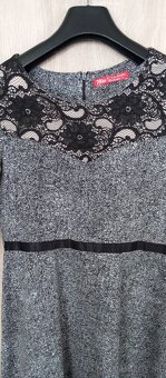 Šaty sivé s dlhým rukávom A strih L - 4