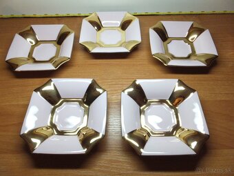 Šapo Empír, růžový porcelán Chodov, šálky s podšálky. - 4