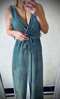 Spoločenské šaty metalic mint green - 4