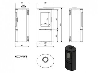 Kachle KOZA/AB/S/DR, oceľ, oblé presklenie - 4