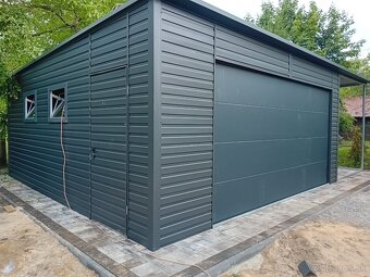 Plechová garáž 5,8 × 6 m + bočný prístrešok 2,5 m | SPG_0004 - 4