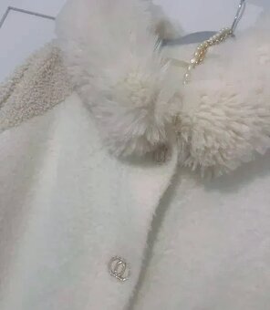 Kremovy kabat,/vlna, angora/ vel. UNI - 4