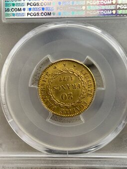 Chyborazba 20 frankov 1877 A Anjel investicia zlatá minca - 4