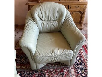 Luxusní kožená sedací souprava 3+1+taburet, 1900 - 4