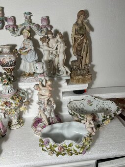 Starožitný porcelán svietnik misa socha - 4