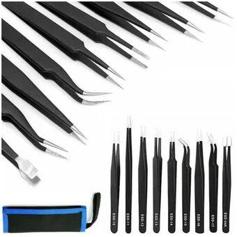 Sada ESD Antistatických Pinziet z Nerezovej Ocele 9v1 Sada 9 - 4