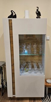 Obývacia stena biely lesk/dub - 4