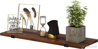 SONGMICS nástenné police – set 2 ks, retro hnedé/čierne,nove - 4