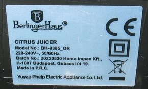 Elektrický odšťavovač na citrusy BerlingerHaus BH-9385_OR - 4