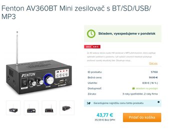 Audio systém Sony, Zosilňovač Fenton 40W 4-8ohm Bluetooth - 4