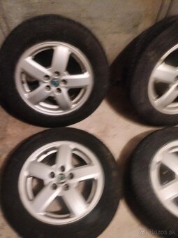 4ks alu disky orig Škoda 5x100 r15 + pneu 195/65 5mm - 4