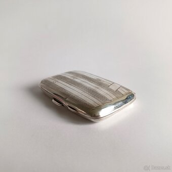 Malá elegantná strieborná Art Deco tabatierka bez monogramu - 4