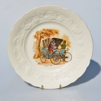 5 ks Veľké porcelánové taniere - veterány, oldsmobily - 4