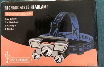Predám novú výkonnú čelovú lampu s nabíjateľnou batériou - 4