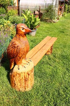 Predám drevenú lavicu drevorezba orol - 4