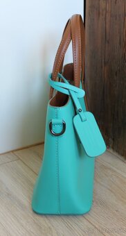 Tyrkysová kožená kabelka - 4