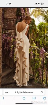 Svadobné šaty so závojom a korunou – farba ivory, elegantné - 4