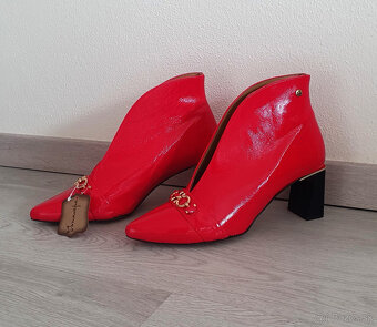 Červené kožené čižmy v.40 - 4