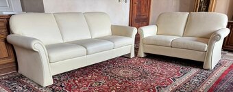 Krémová kožená sedací souprava 3+2,5657 - 4