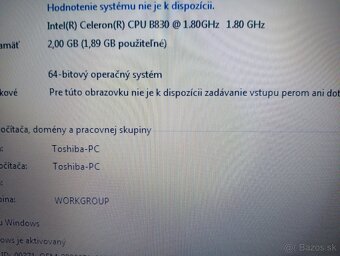 predám notebook TOSHIBA SATELLITE C850 ,, Windows 7 - 4