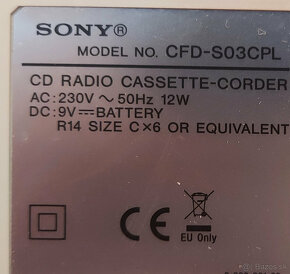 Predám rádiomagnetofón s CD Sony CFD-S03 MP3 - 4