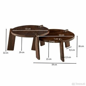 Set 2 okrúhlych stolíkov tmavé / konferenčný stolík - 4