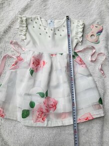 Letné - slávnostné šatky biele s ružami 18mes - 4