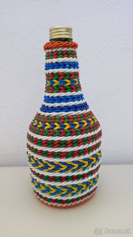 Tanier maľovaný, Keramický tanier, Opletená fľaša, Dreven - 4