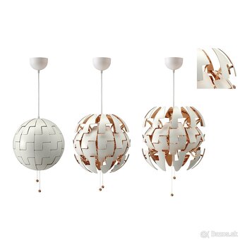 Dizajnova zavesna lampa / svietidlo (biela/medena, 52 cm) - 4