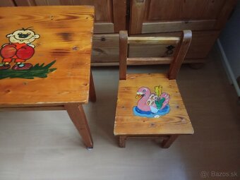 Detský drevený stôl a stolička - 4