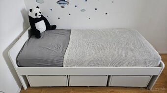 IKEA SLÄKT detská posteľ s 3 zásuvkami – biela - 4