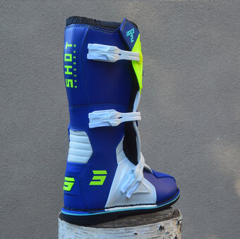 SHOT topánky boty MX čižmy modro žlté fluo - 4