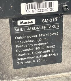 Mustek SM-310 reproduktory 2.1 14W+10Wx2 - 4