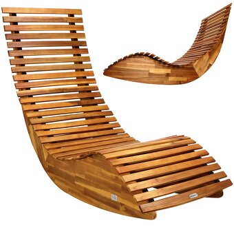 Ergonomické zahradné lehátko drevené agát poduška kryt - 4