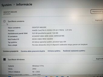 Predám Lenovo Thinkpad T14s Gen1/16GB RAM/512GB SSD/W11 PRO - 4