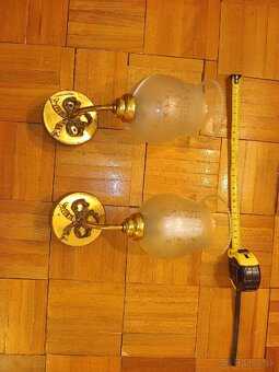 Pár - 2ks, elegantné vintage lampy so sklenenými tienidlami - 4