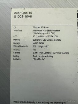 Acer one 10 - 2v1 notebook/tablet - 4