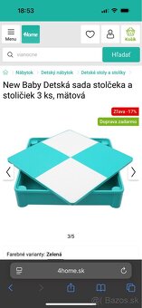 New Baby Detská sada stolčeka a dvoch stoličiek 3ks, mätová - 4