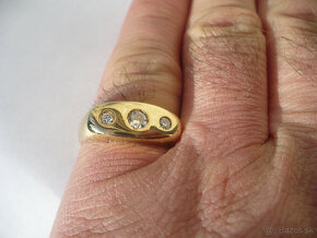 Pánsky zlatý prsteň s briliantmi - 4