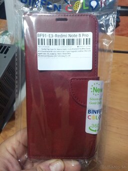 Redmi Note 8 Pro Case - flipová, magnetická, bordová/červená - 4