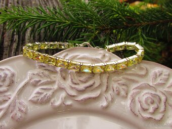 Strieborný náramok so žltými kamienkami, Ag 925 - 4