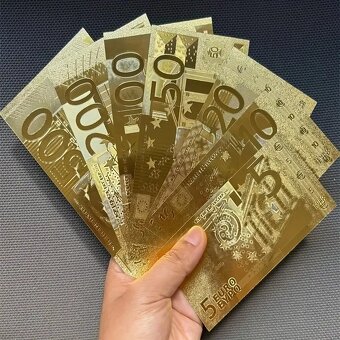7-dielna Sada Replík Zlatých Euro Bankoviek - 4
