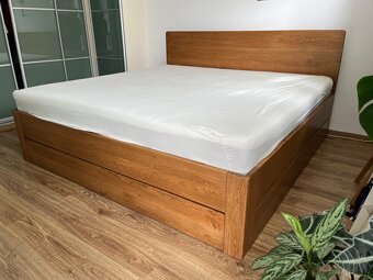 Dubová posteľ - úložný priestor, výklopné rošty - 4